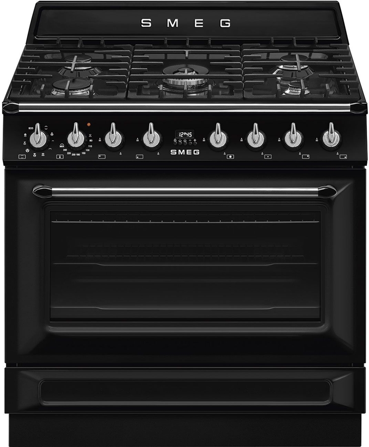 SMEG TR90GMBLNL TR90GMBLNLVictoria Esthetisch Fornuis met Gas Kookplaat - 90 x 60 cm - Zwart 1