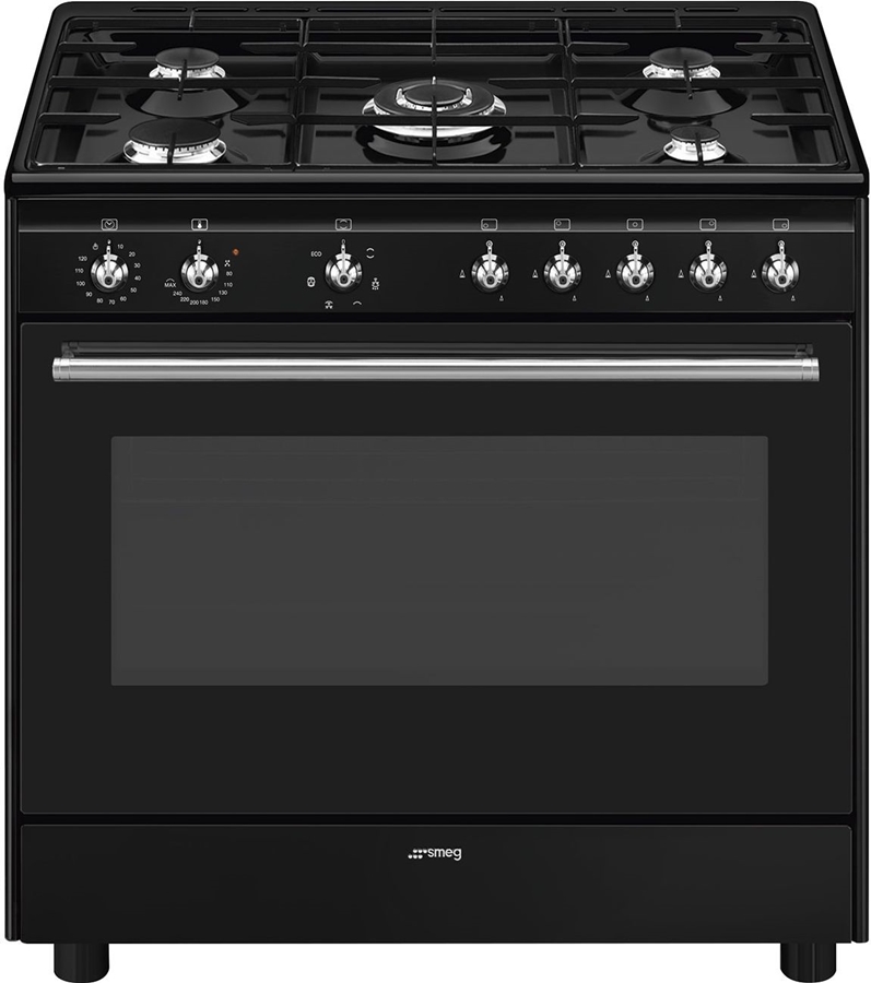 SMEG CX91GMBLNLK Classici Esthetisch Fornuis met Gas Kookplaat - 90 x 60 cm - Zwart 1