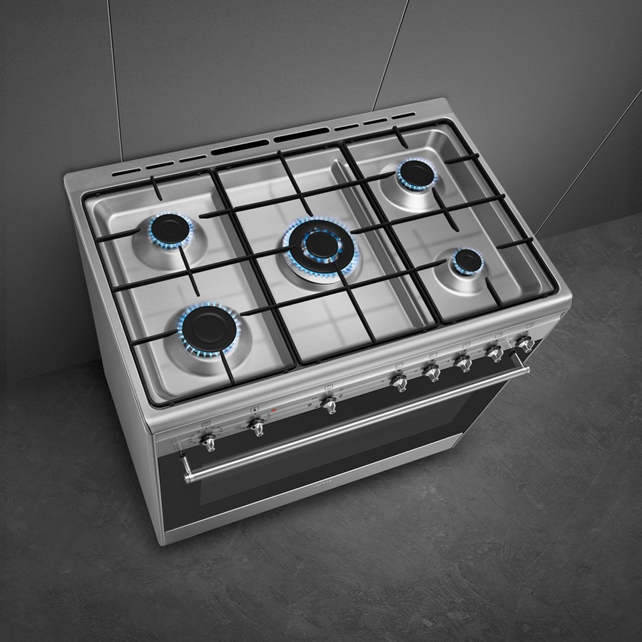 SMEG CX91GMBLNLK Classici Esthetisch Fornuis met Gas Kookplaat - 90 x 60 cm - Zwart 6