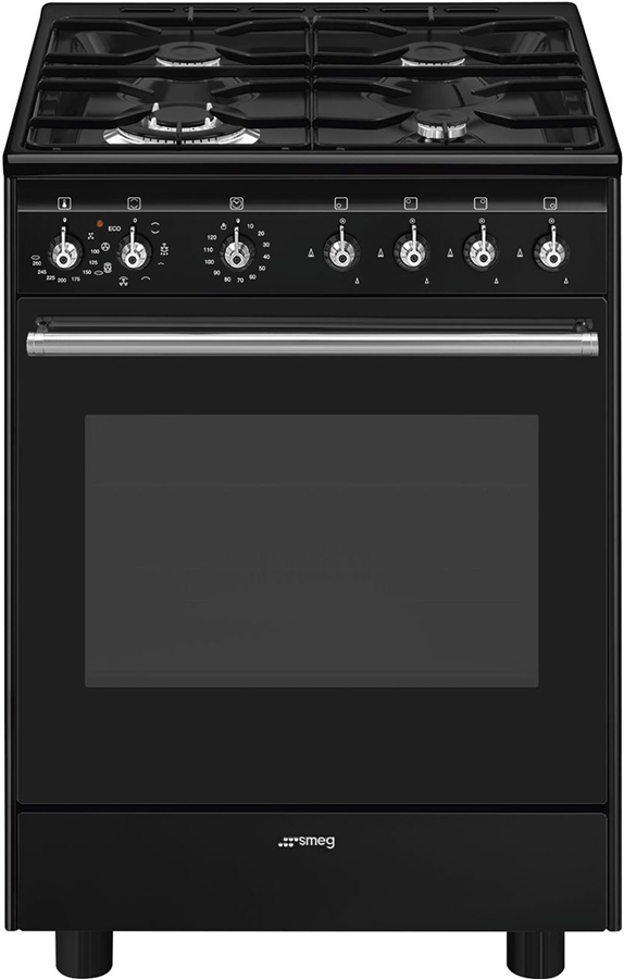 SMEG CX61GMBLNLK Classici Esthetisch Fornuis met Gas Kookplaat - 60 x 60 cm - Zwart 1