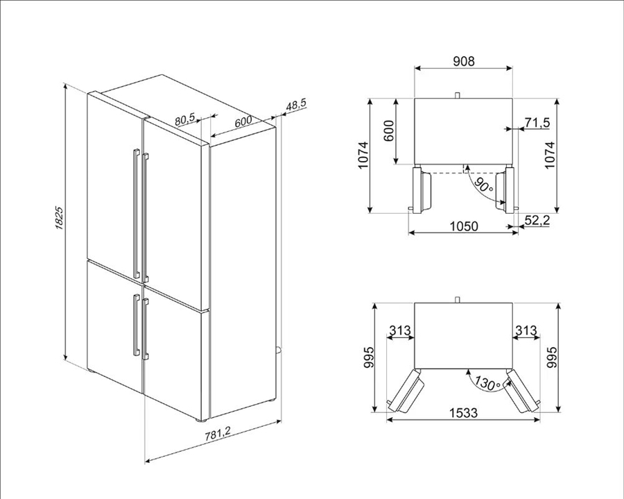 SMEG FQ60NDE Vrijstaande Amerikaanse Koelkast - Zwart  3
