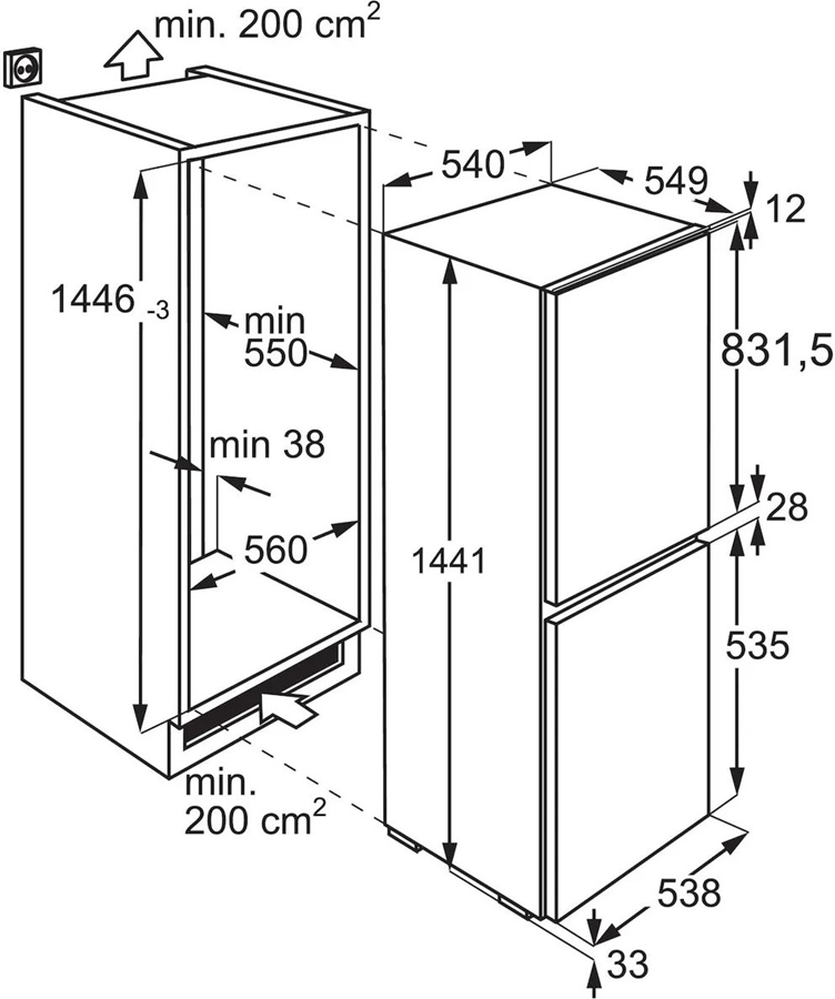 AEG OSC5S141ES 5000 Serie ColdSense Inbouw Koel-vriescombinatie 2