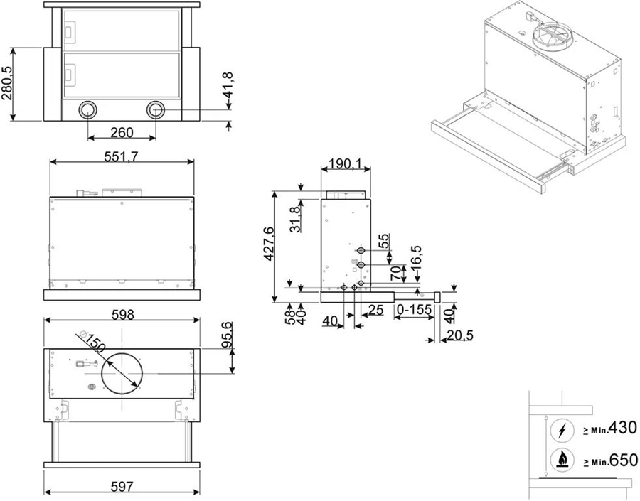 SMEG KSET666XE Universeel Esthetisch Vlakschermkap - 60 cm 2