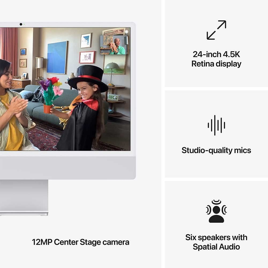 Apple iMac 24" Zilver (2024) – Glas met nanotextuur – M4 chip, 10 CPU/GPU, 24GB/256GB SSD  6