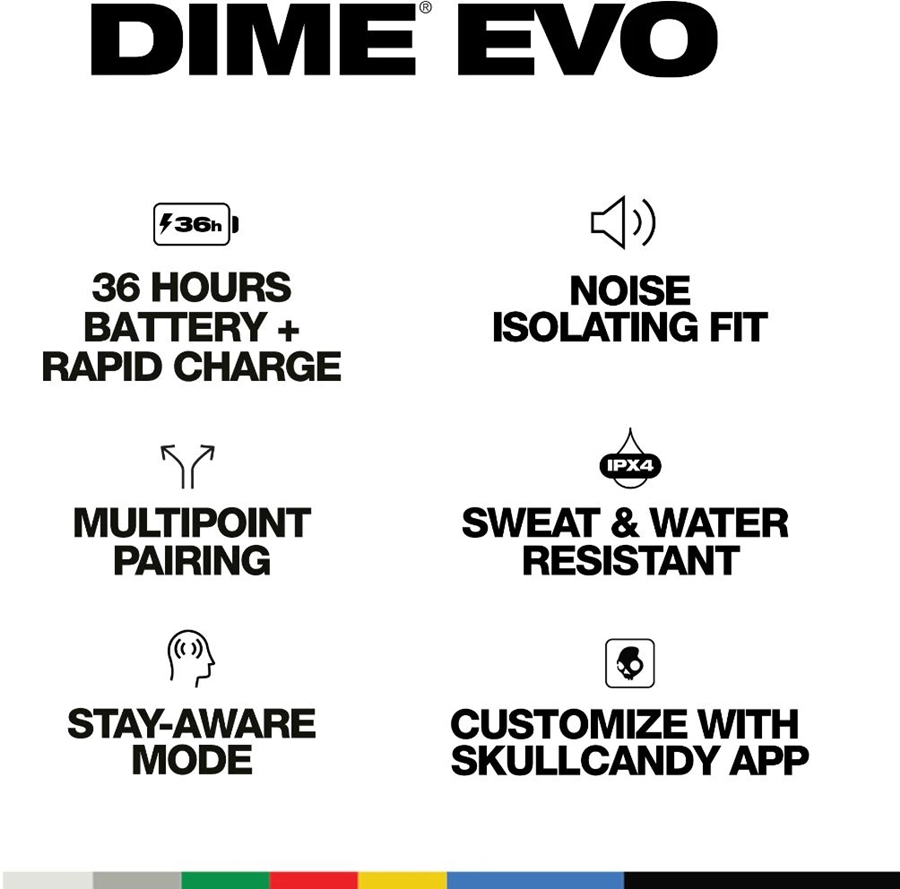 Skullcandy Dime Evo in-ear oordopjes met clip case - Zwart 6