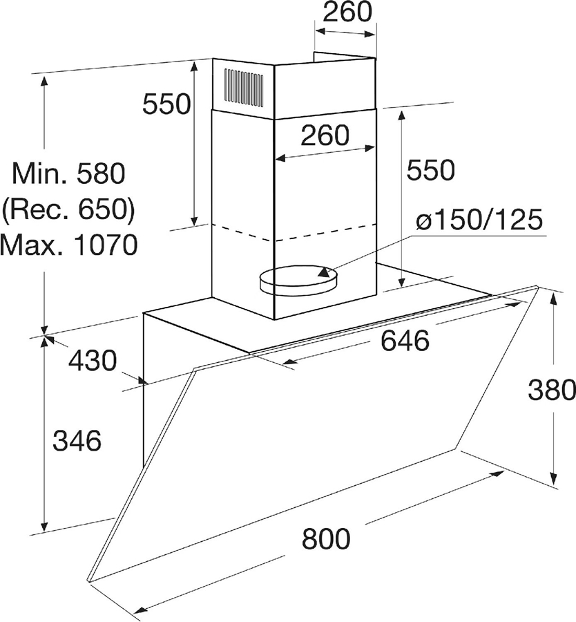 ETNA AD781ZT Inbouw Diagonale Schouwkap - Zwart  2