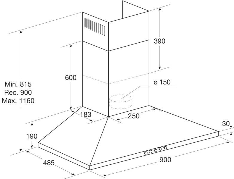 ETNA AP490RVS Inbouw RVS Afzuigkap - Dampkap - RVS - 90 cm 2