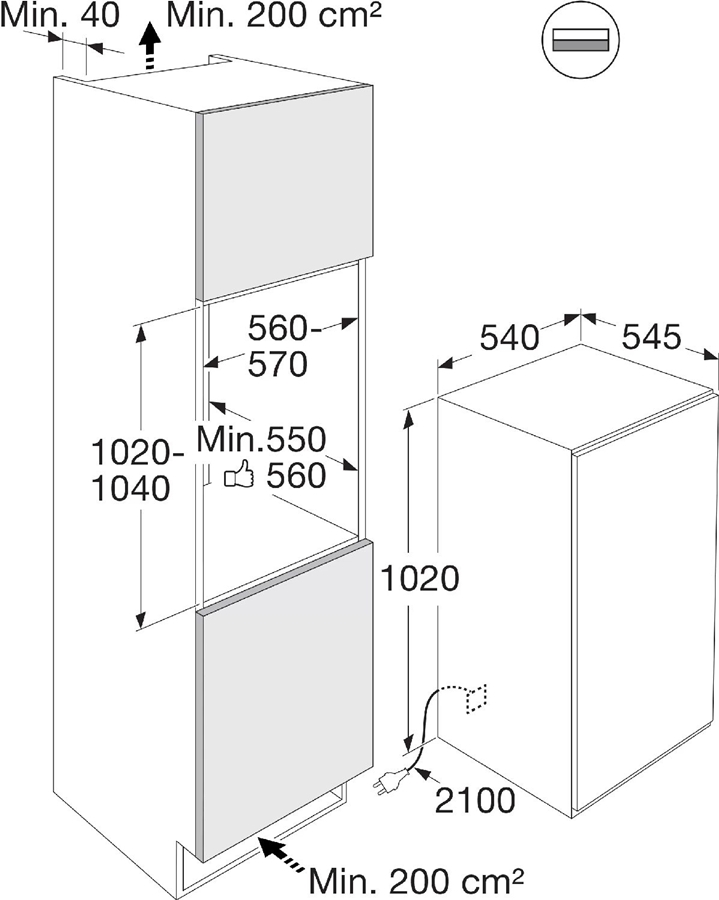 ETNA KVD7102T Inbouw Koelkast met Vriezer 2