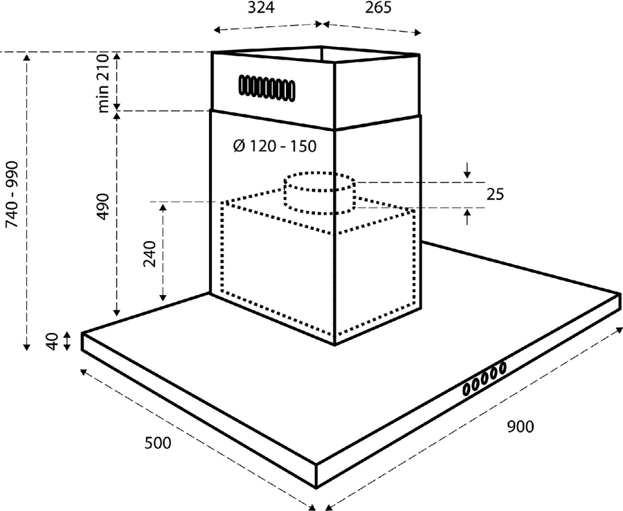 Inventum AKB9015RVS Afzuigkap - Blokschouw - 90 cm 2