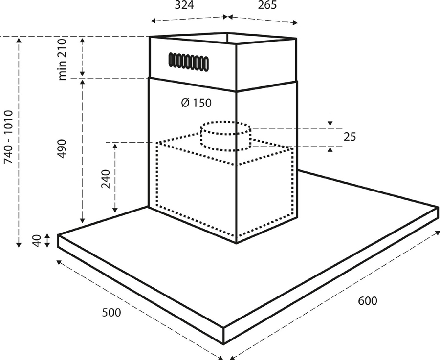 Inventum AKB6015ZWA Afzuigkap - Blokschouw - 60 cm 2
