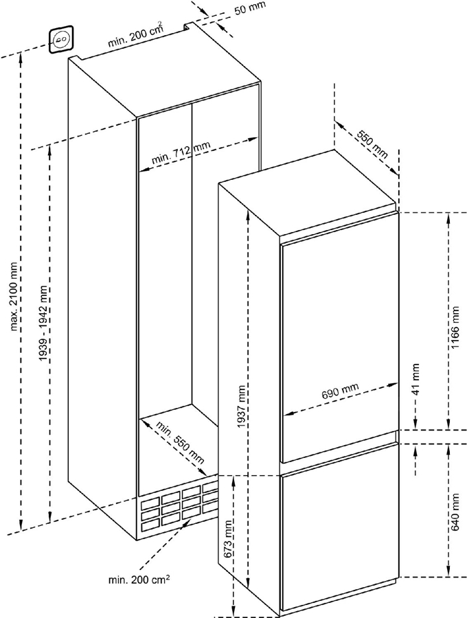 Ìnventum IKV1947S Inbouw Koel-vriescombinatie 2