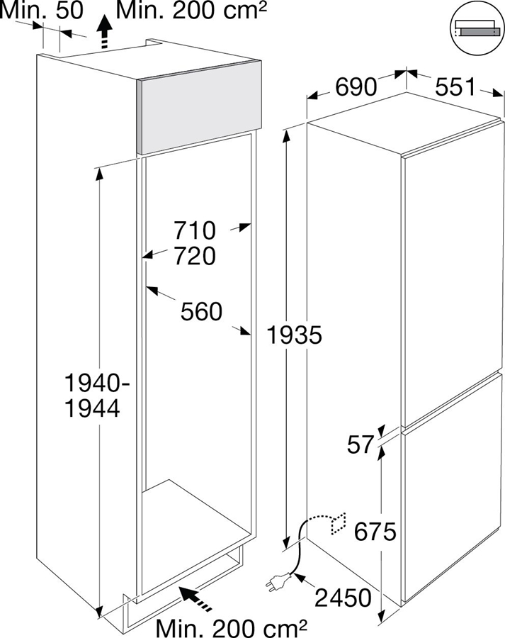 ATAG KS37194DNXL Inbouw Koel-vriescombinatie 2