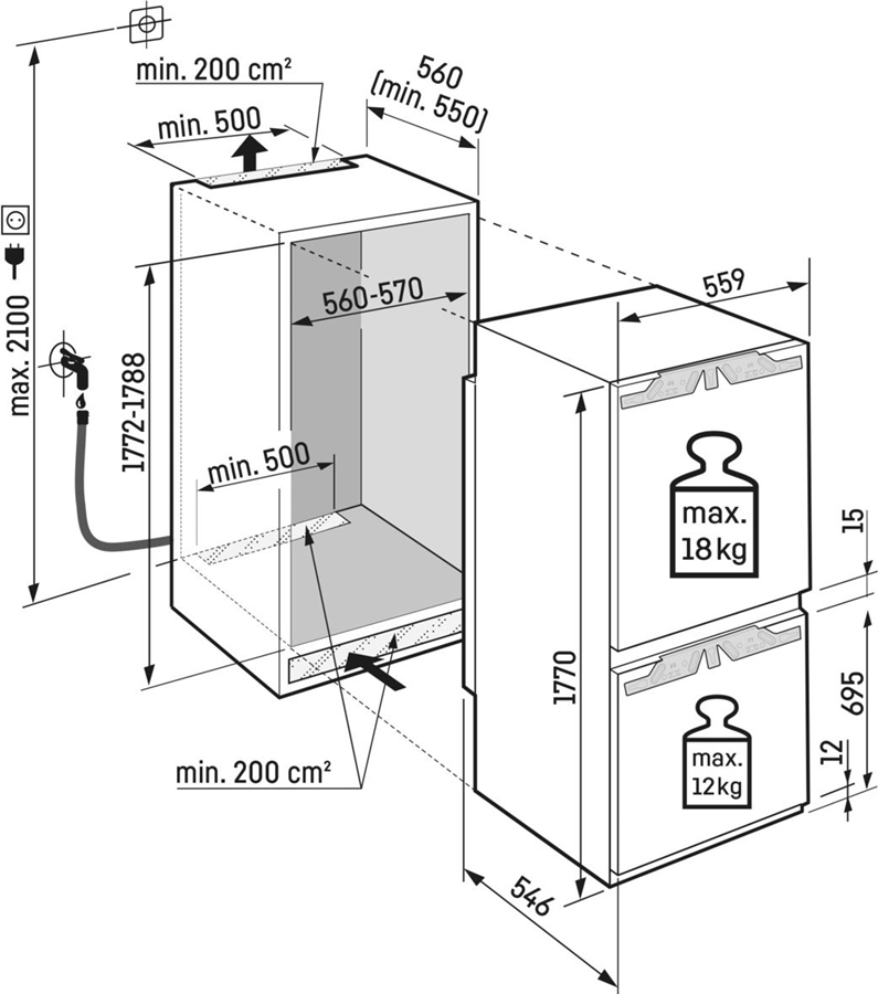 Liebherr ICBNdi 5173 Peak inbouw koel-vriescombinatie 2