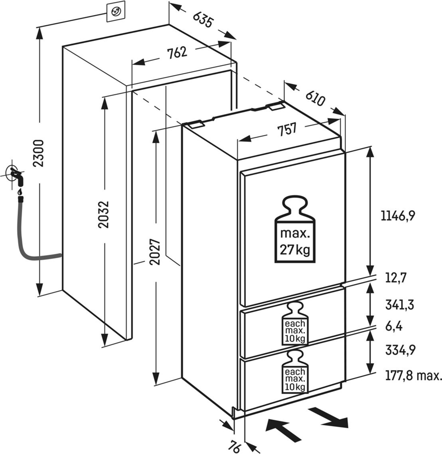 Liebherr ECBNe 7870 Peak inbouw koel-vriescombinatie 2