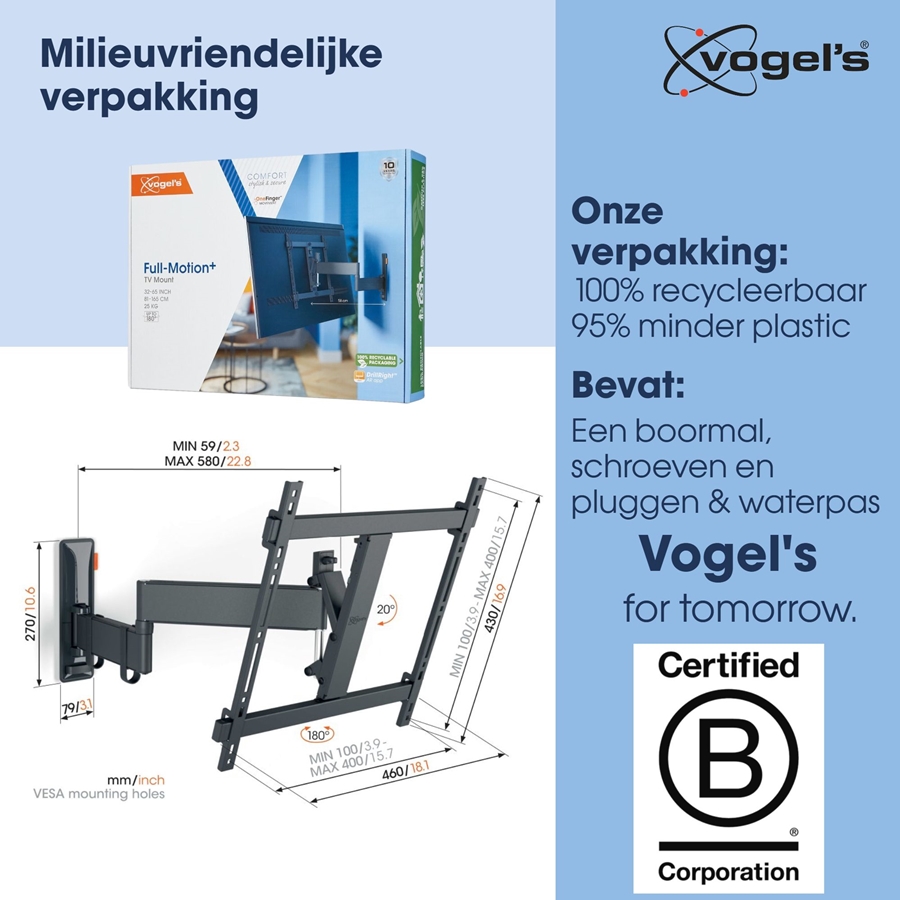 Vogel's Comfort Full Motion+ TVM 3445 draaibare en kantelbare muurbeugel 2