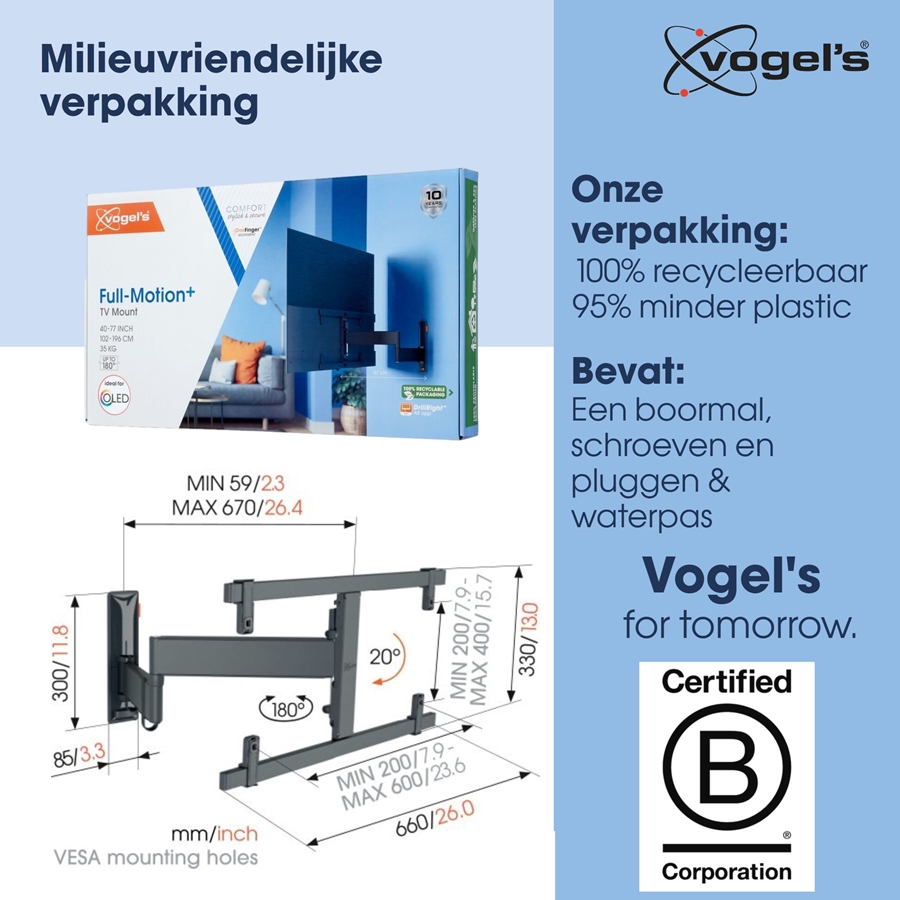 Vogel's Comfort Full Motion+ TVM 3665 draaibare en kantelbare muurbeugel voor OLED 3