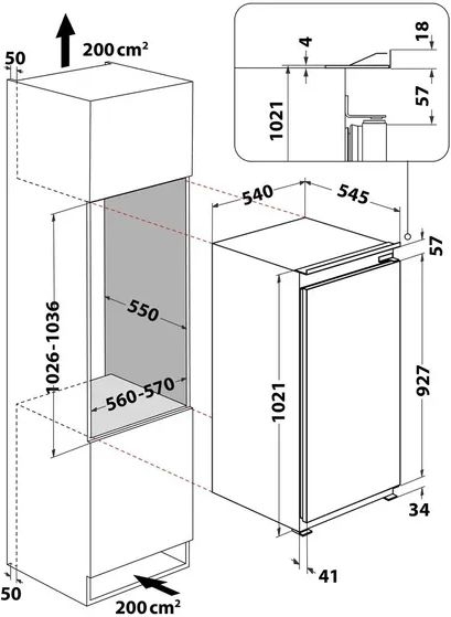 Whirlpool ARG 10472 SF2 inbouw 1-deurskoelkast 2