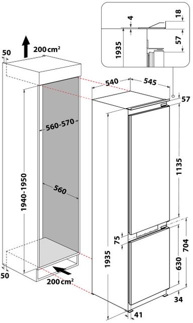 Whirlpool WHC20 T352 inbouw koelvriescombinatie 2