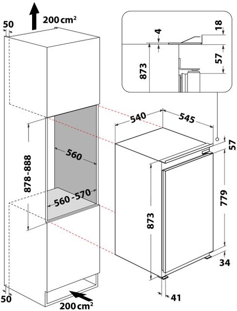 Whirlpool ARG 90712 inbouw koelkast 2