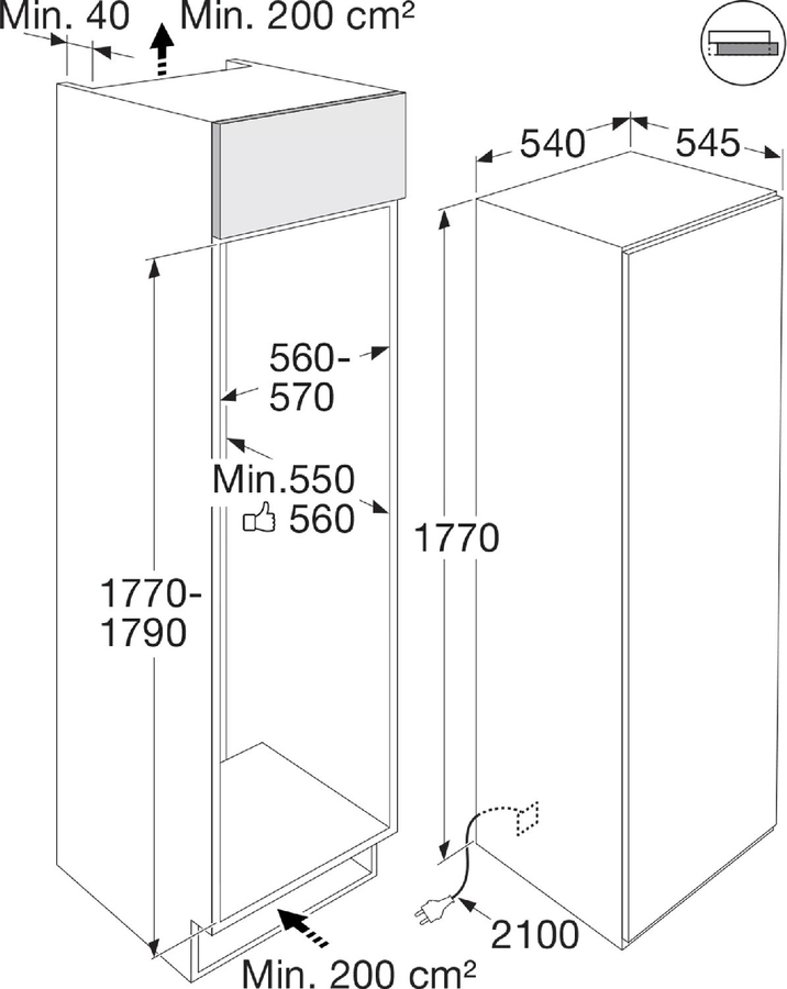 ETNA KKS5178 inbouw sleepdeur koelkast 2