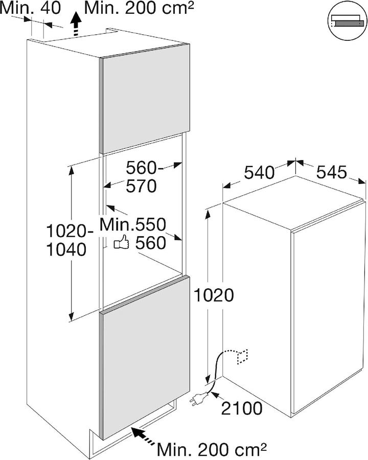 ETNA KVS5102 inbouw koelkast met vriesvak 2