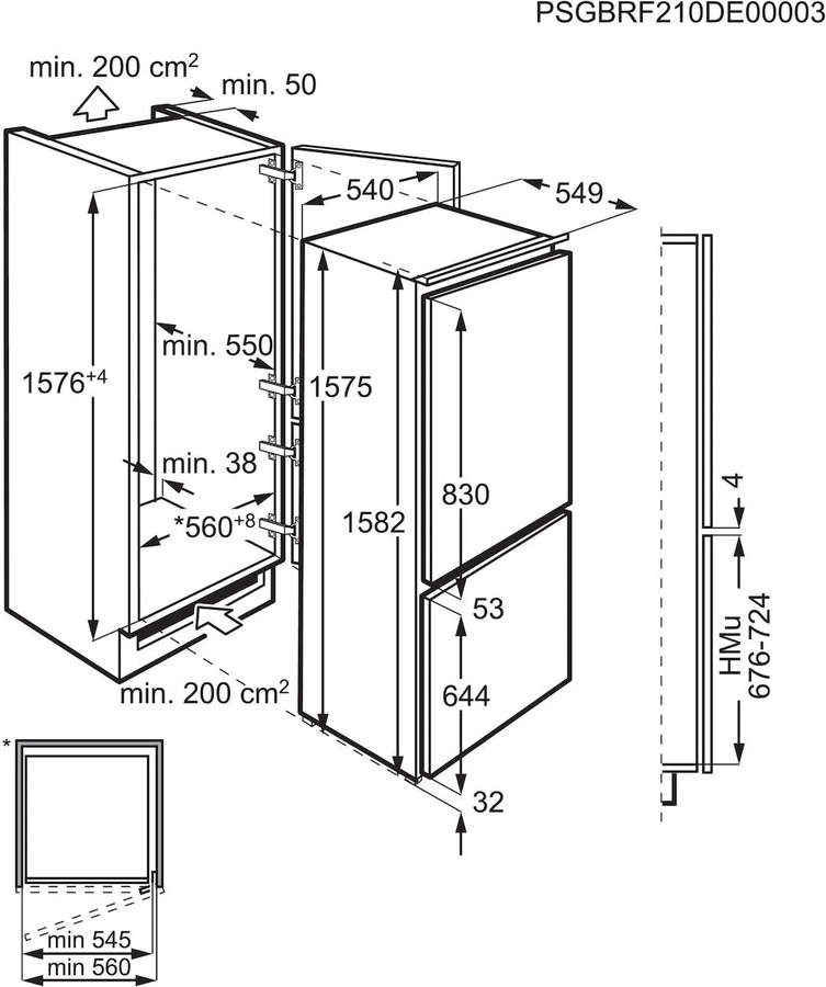 AEG TS5S161ES 5000 Serie ColdSense inbouw koel-vriescombinatie 2