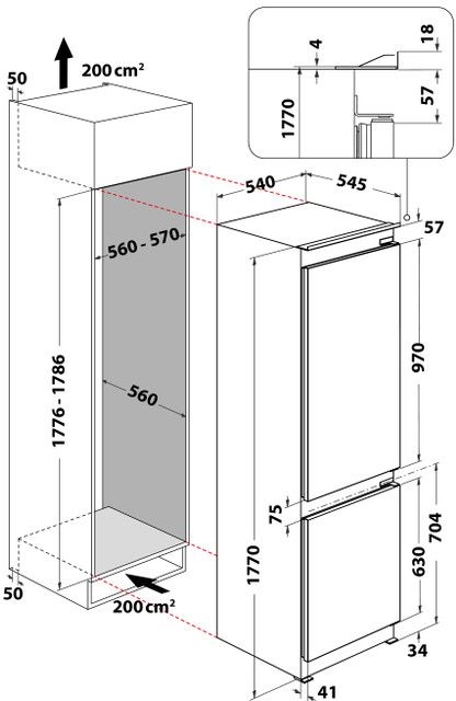Whirlpool WHC18 T323 inbouw koelvriescombinatie 2