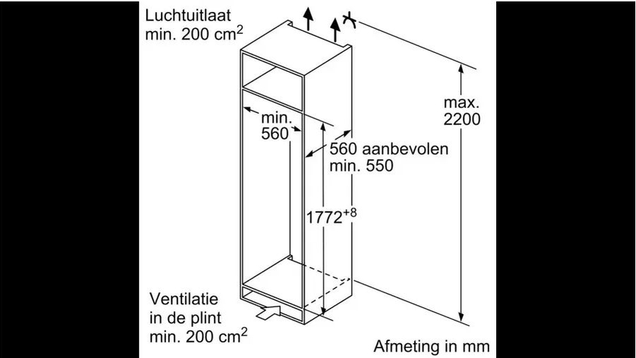 Siemens KI82LVFE0 inbouw koelkast met vriesvak  2