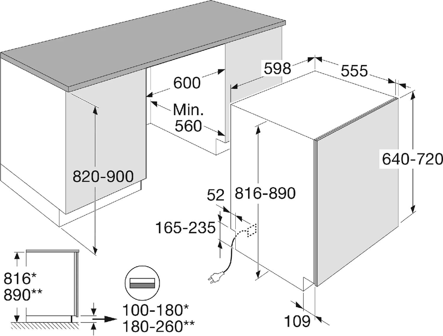 ETNA VW342CP Inbouw Vaatwasser 2