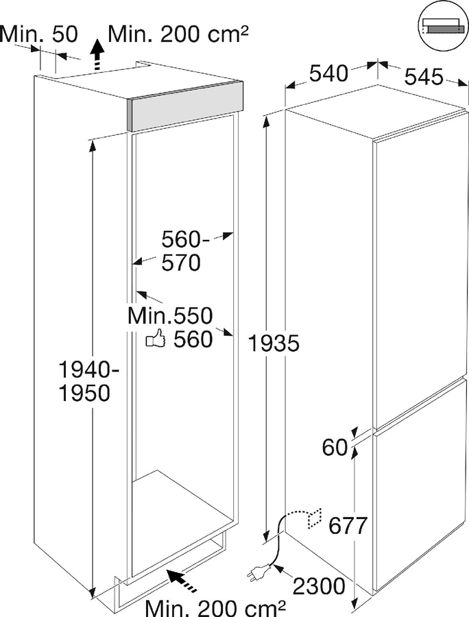 ATAG KS37194DN Inbouw Koel-vriescombinatie 2