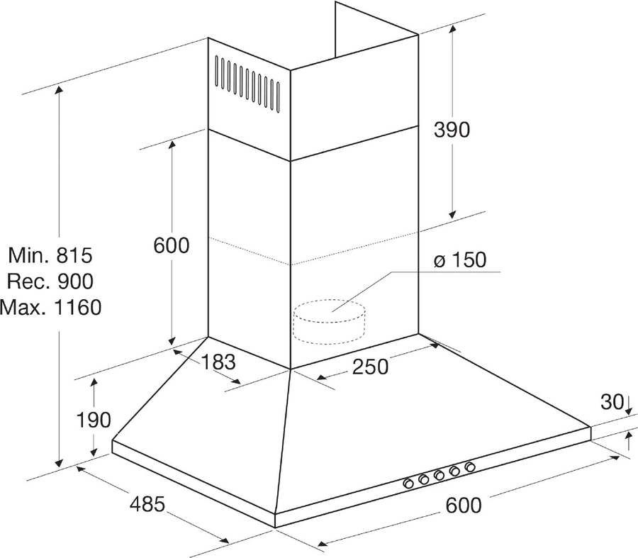 ETNA AP460RVS Schouwkap - Afzuigkap - 60 cm - RVS 2
