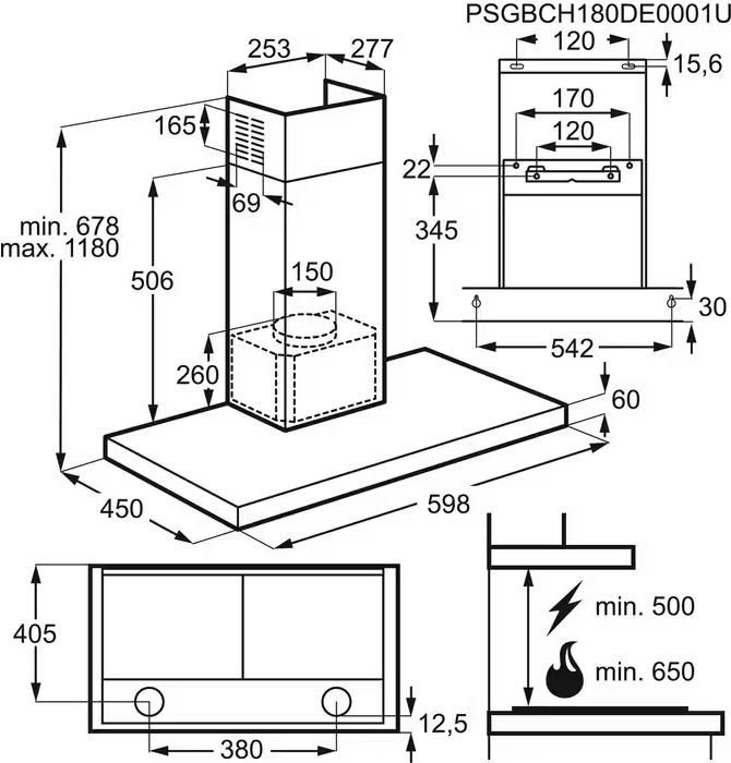 AEG DBE3651R 6000 Serie Extractiontech schouwafzuigkap 60 cm 2