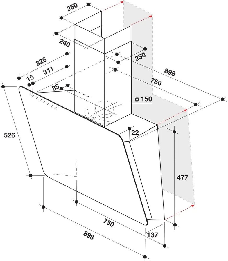 Whirlpool WHVS 92F LT K/1 schouwkap 2
