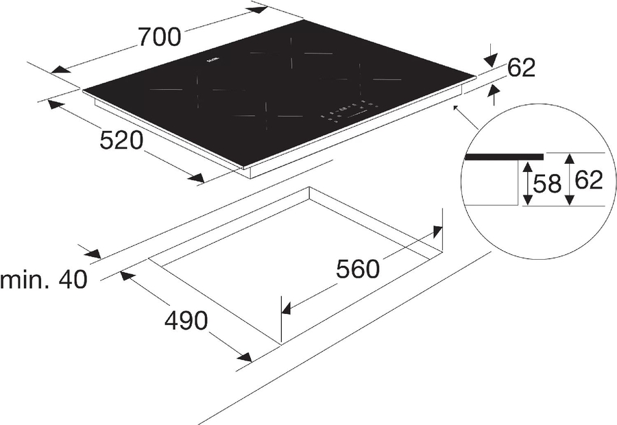 ETNA KI170ZT Inductiekookplaat - 70 cm 2