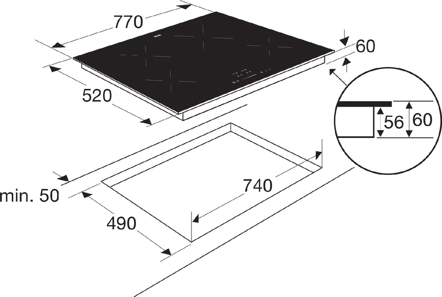 ETNA KI377ZT Inductiekookplaat - 77 cm 2