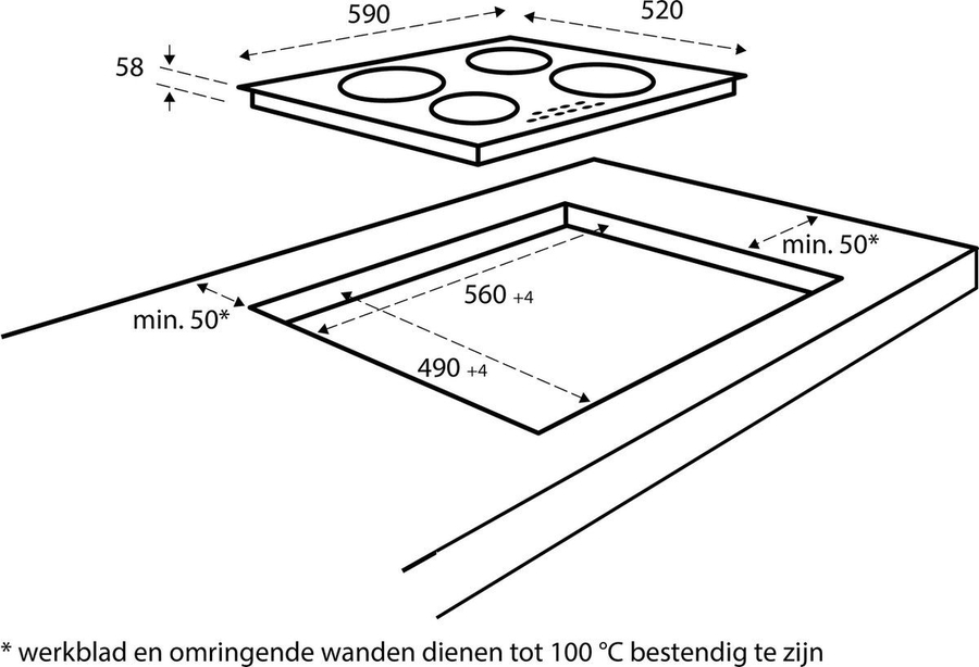 Inventum inbouw inductiekookplaat IKI6008MAT 2