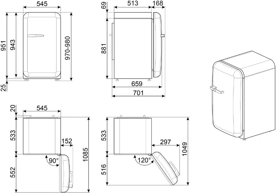 SMEG FAB10HRCR6 Vrijstaande Koelkast 50's Style - Creme 11