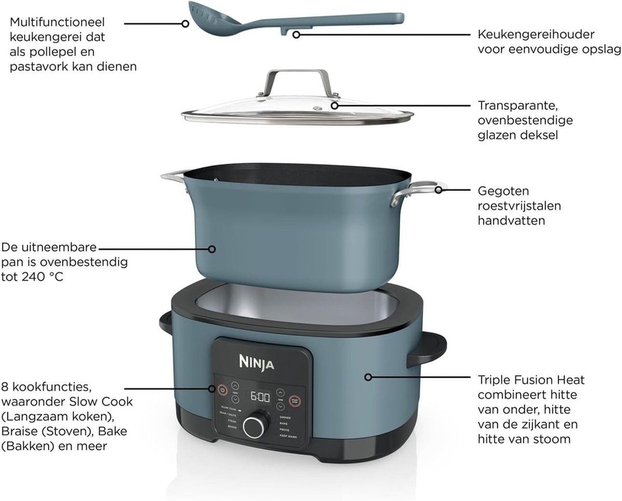 Ninja MC1001EU Foodi 8-in-1 PossibleCooker Digitale Slow- & Multi-cooker  2