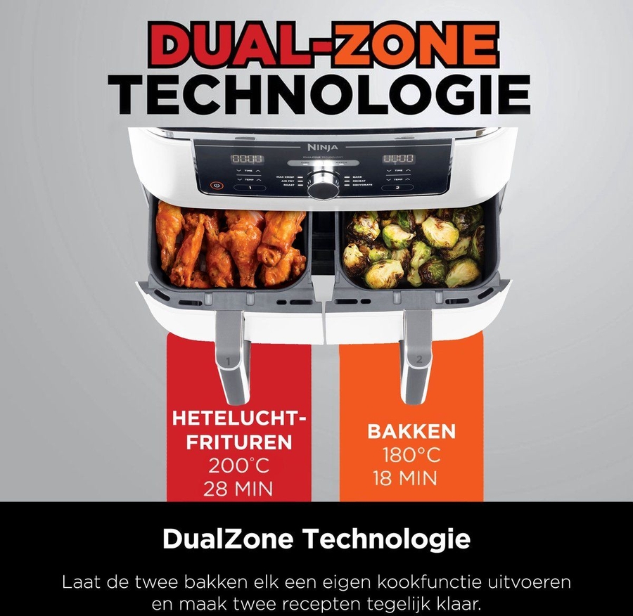 Ninja AF400EUWH Foodi MAX Dual Zone Airfryer - Wit 9