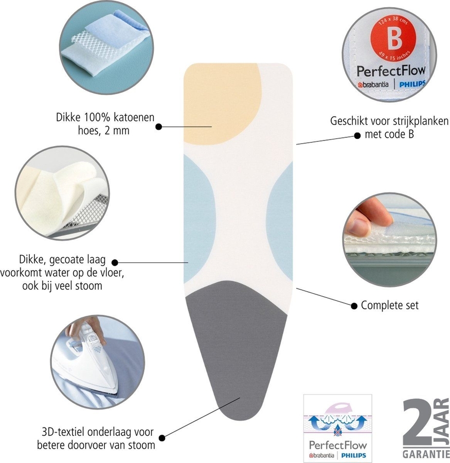 Brabantia Perfect Flow Strijkplankhoes B - Spring Bubbles 4