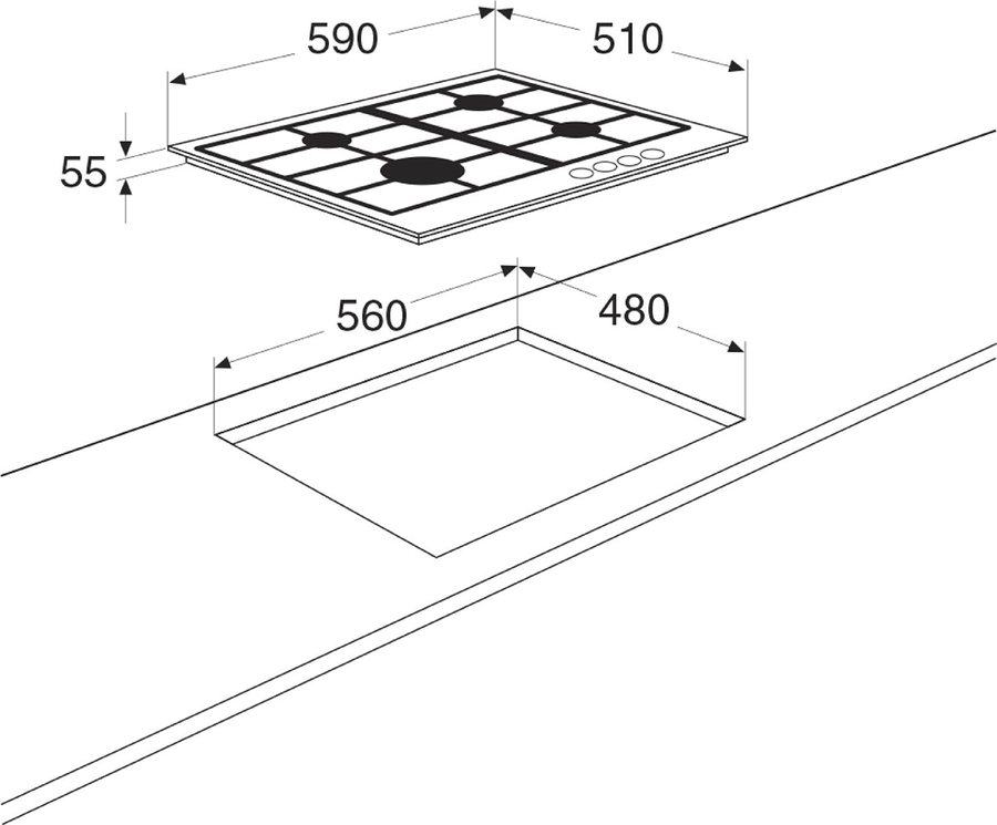 ETNA KG859RVSA Inbouw Gaskookplaat 2