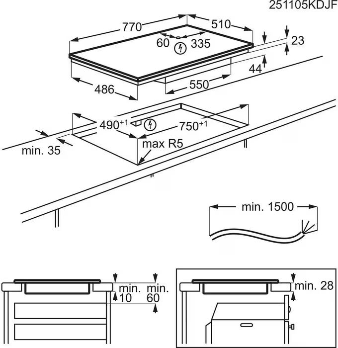 AEG TO84IB00IT SaphirMatt 6000 Bridge Inbouw Inductiekookplaat - 80 cm 2