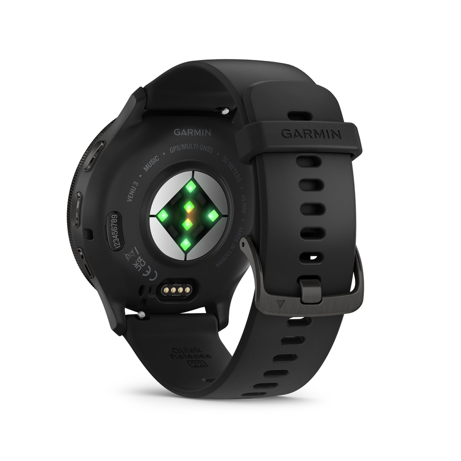Garmin Venu® 3, Slate rand van roestvrij staal met zwarte behuizing en siliconen band 6
