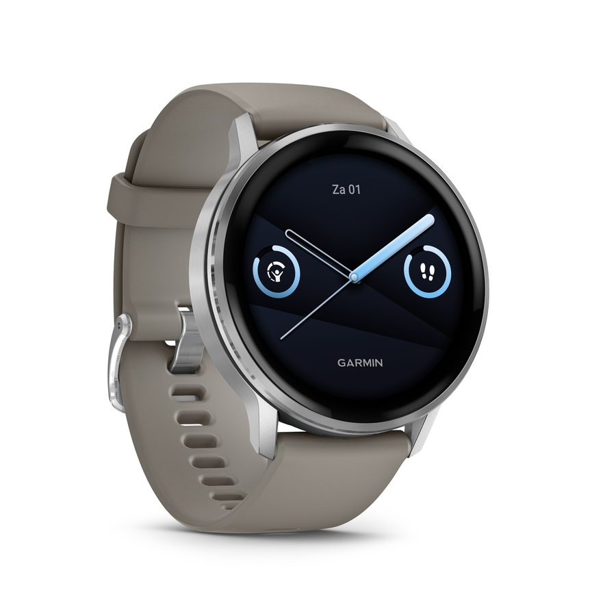 Garmin Venu® 4 – 45 mm, Zilver met zilvergrijze siliconen band 4
