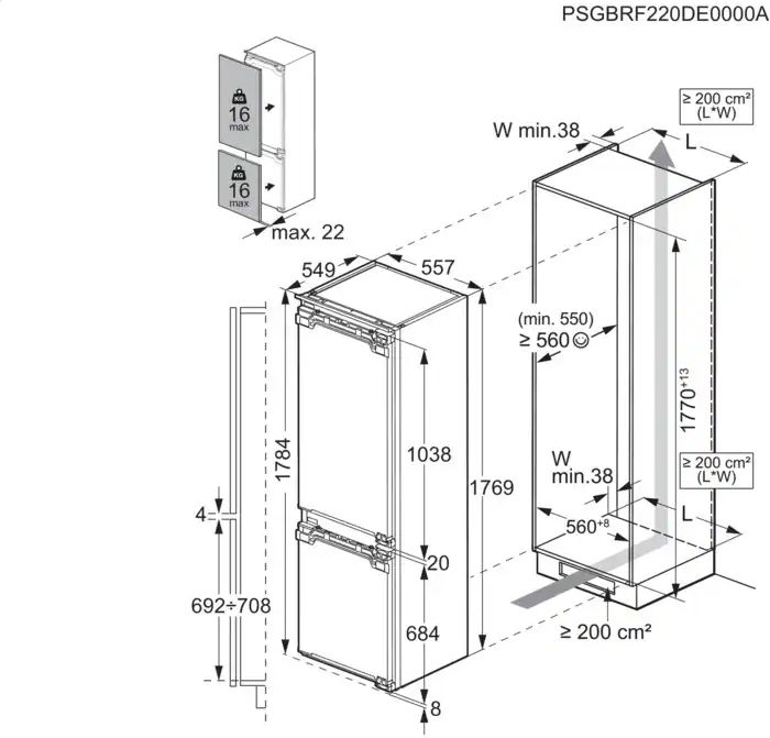 AEG TC7MS181CF 7000 GreenZone Inbouw Koel-vriescombinatie  2