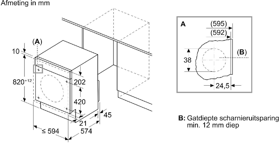 BOSCH WKD28490EU Serie 6 Inbouw Was-droogcombinatie 2