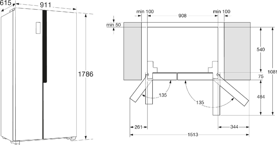 ETNA AKV6178ZWA Amerikaanse Koelkast  2