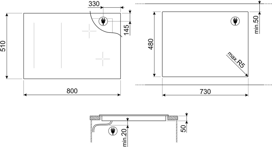 SMEG SIM3844D Inbouw Inductiekookplaat  2