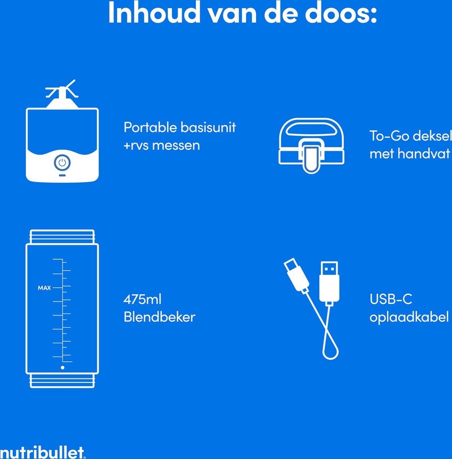 Nutribullet Portable - Blender To Go - Mini Blender - Blauw 4