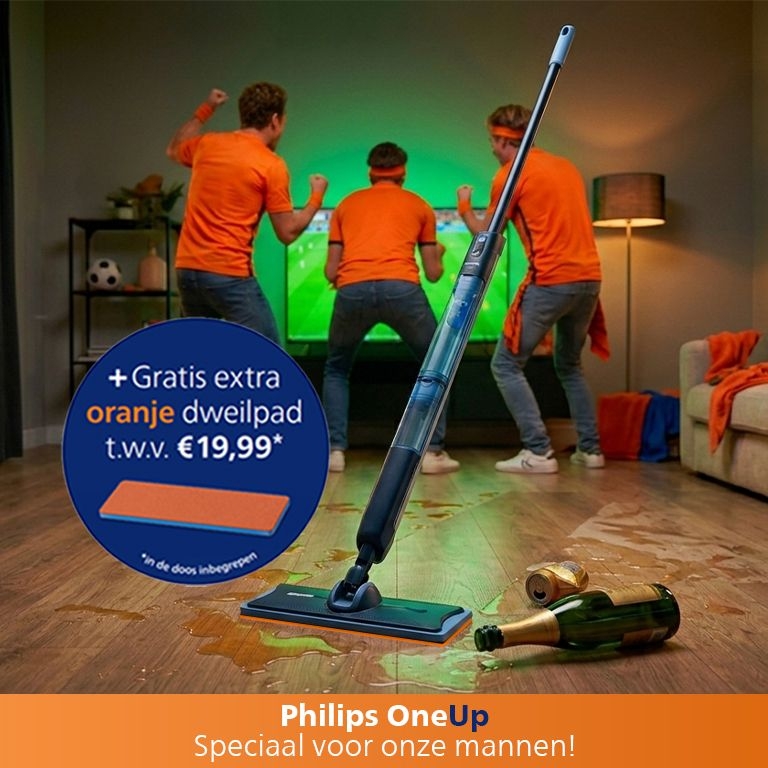 WK Bundel Philips XV5113/01 OneUp 5000 serie Elektrische Dweil met Oranje Dweilpad 1